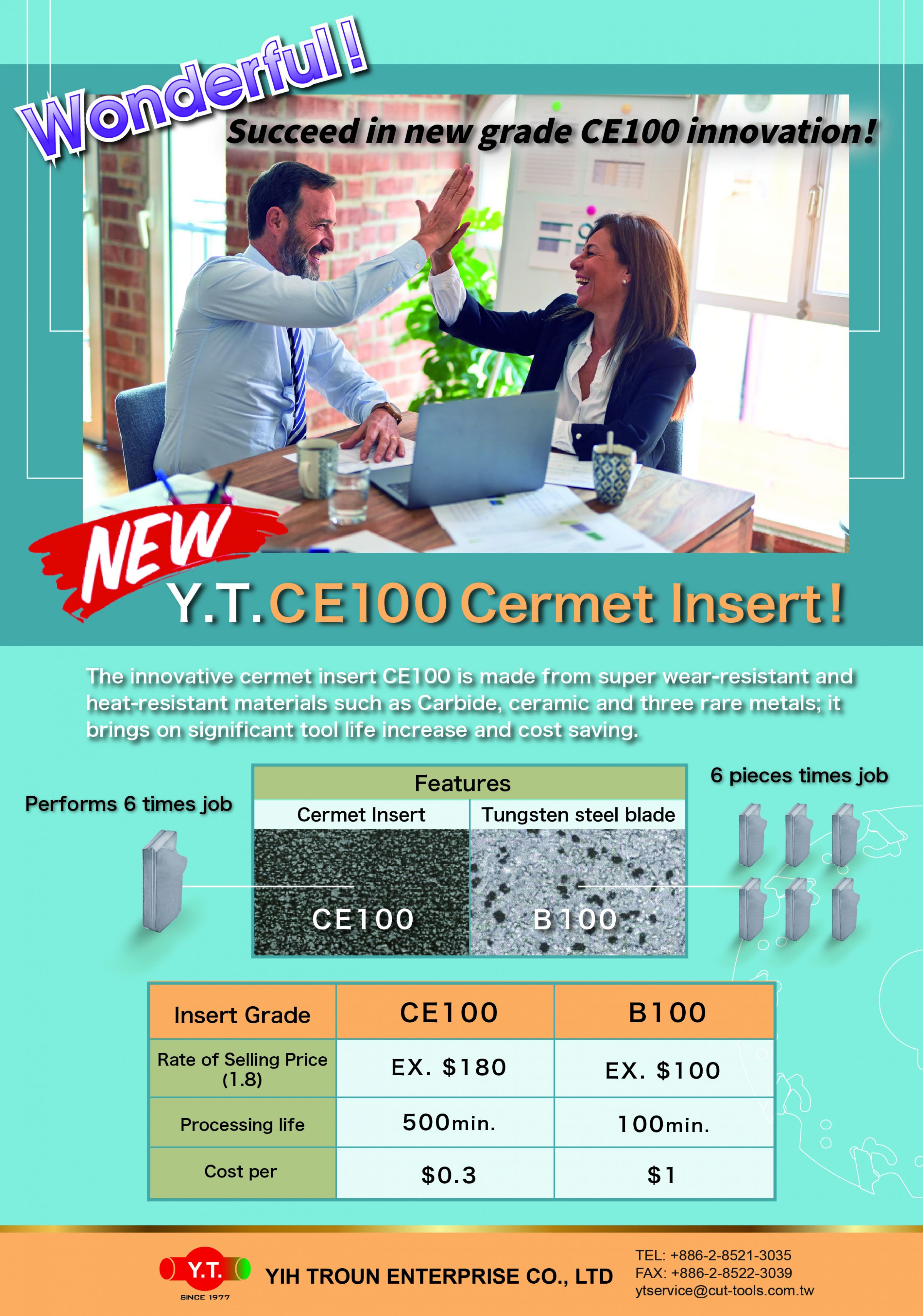 Y.T.
CE-100 metal cermet insert